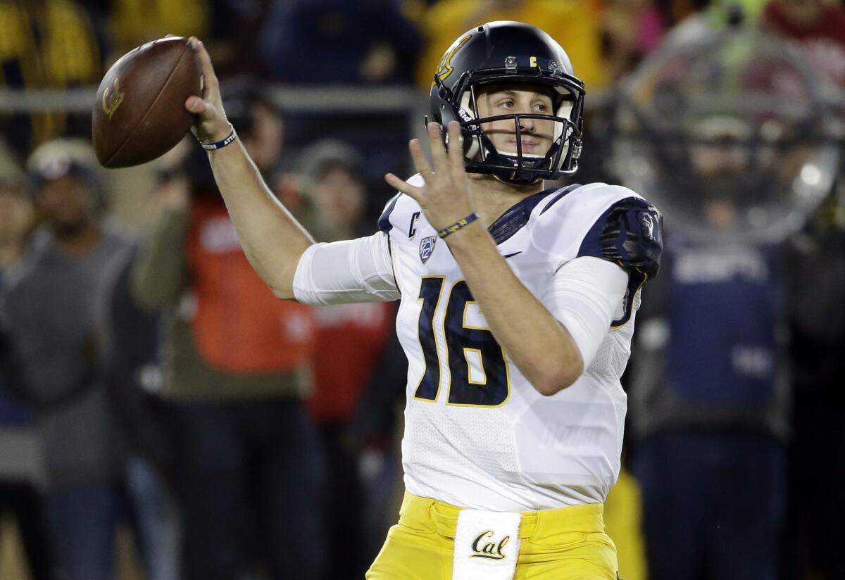 California quarterback Jared Goff throws against Stanford on Nov. 21.