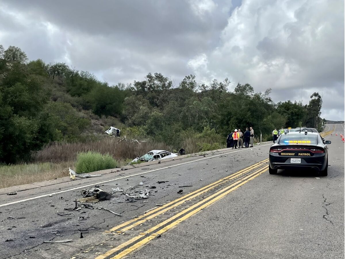 A crash Friday afternoon on SR-67 south of Scripps Poway Parkway injured at least three people, one seriously.