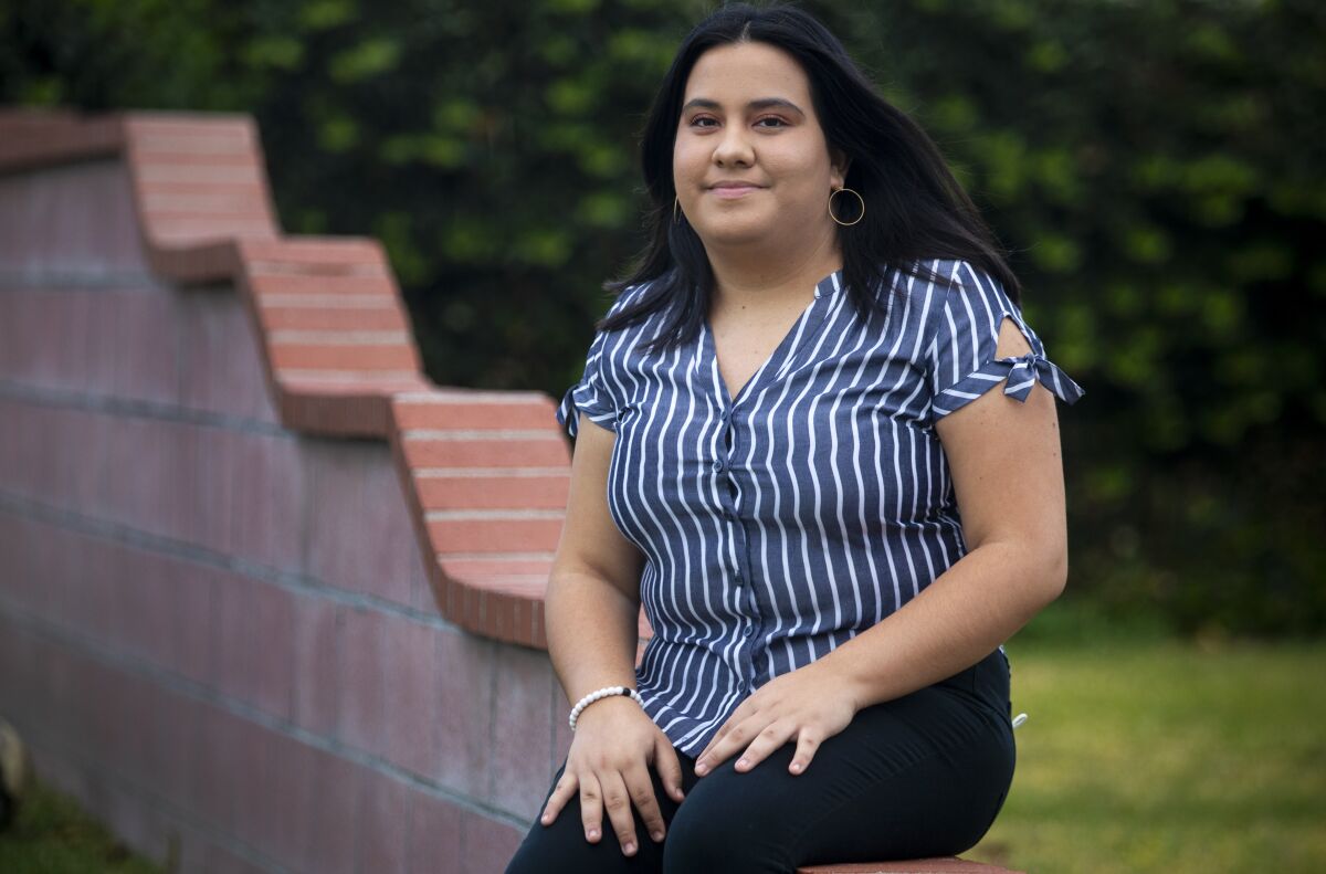 Andrea Casillas, 19, shown at her home in Pomona, is in her second year at Cal State Fullerton. 