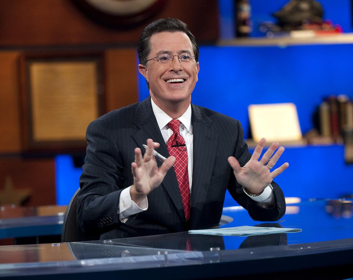 Stephen Colbert hosts "The Colbert Report" on Sept. 8, 2010.