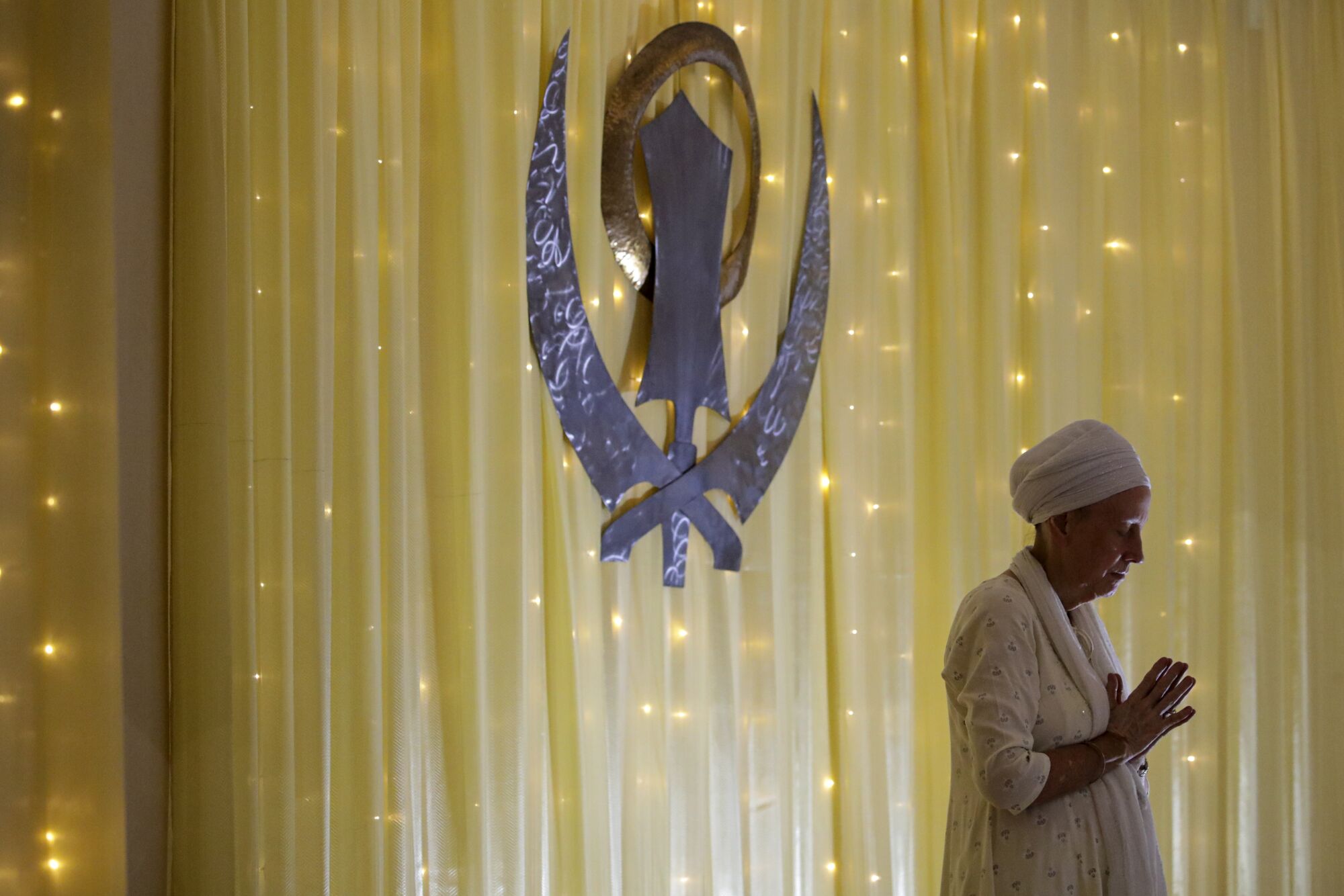 Gurkiran Kaur Khalsa offers blessings for riders of Sikh Motorcycle Club USA on their cross-country Ride Against Hate.