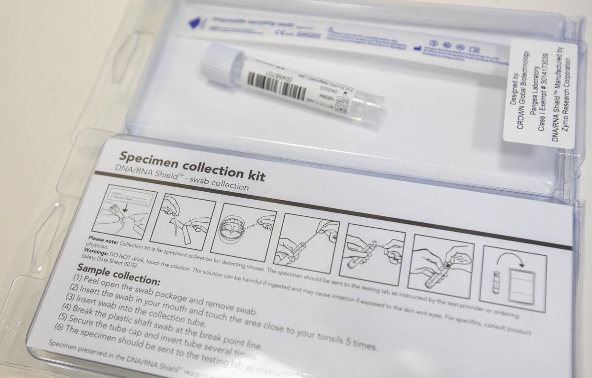 Pangea Laboratory in Costa Mesa is processing Oropharyngeal COVID-19 tests.