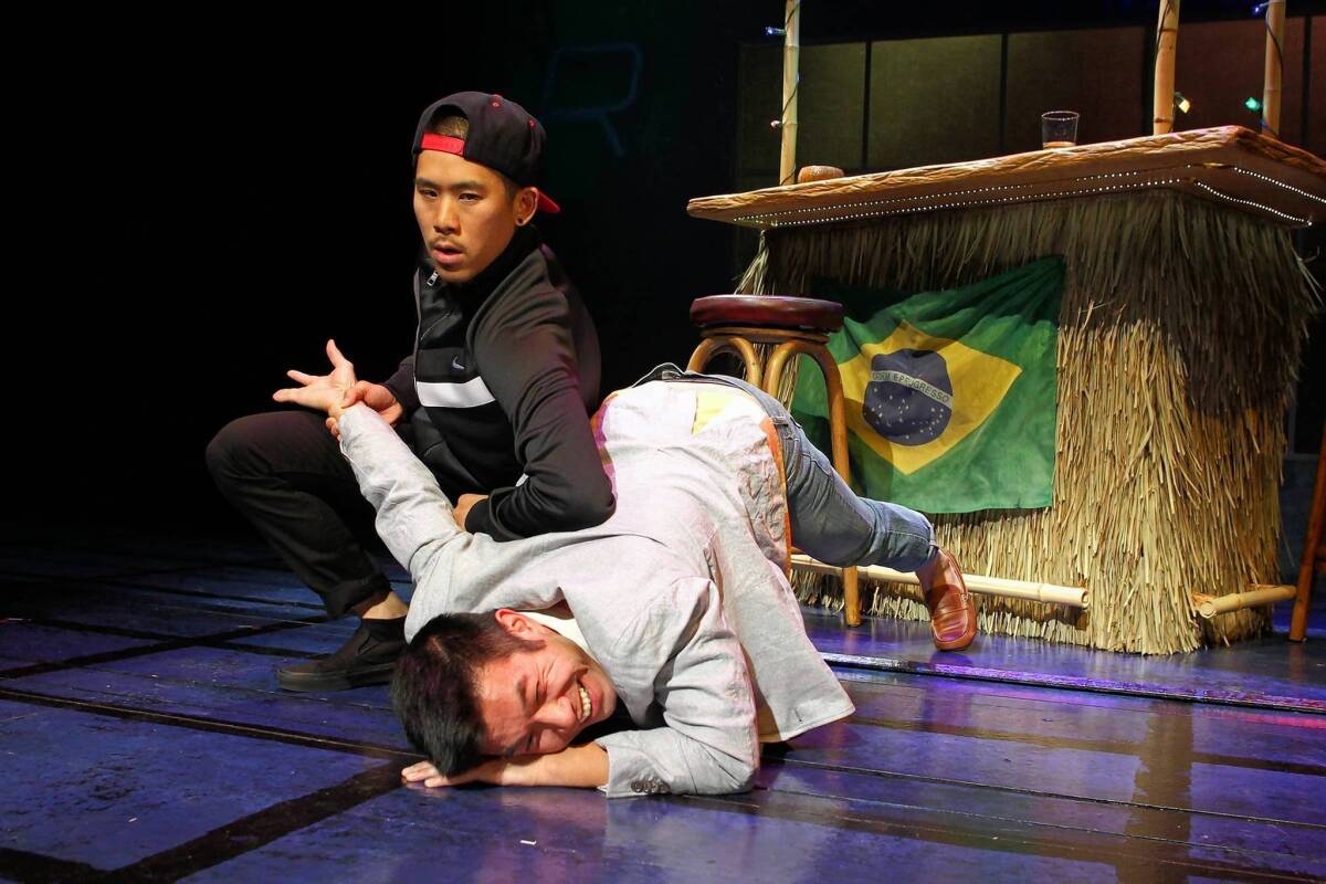 Lawrence Kao, left, and Nelson Lee in the South Coast Repertory production of "Fast Company."