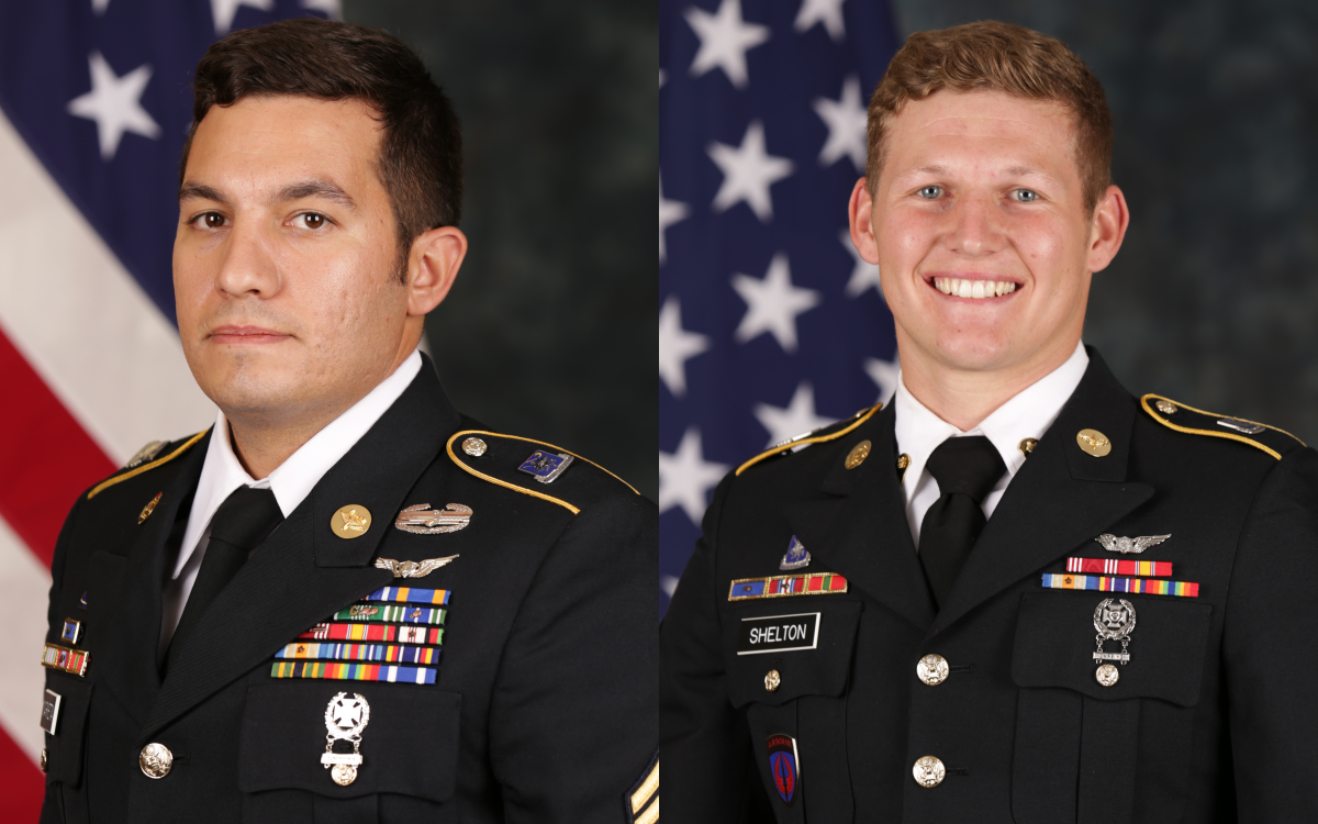 Staff Sgt. Vincent Marketta, left, and Sgt. Tyler Shelton, right.