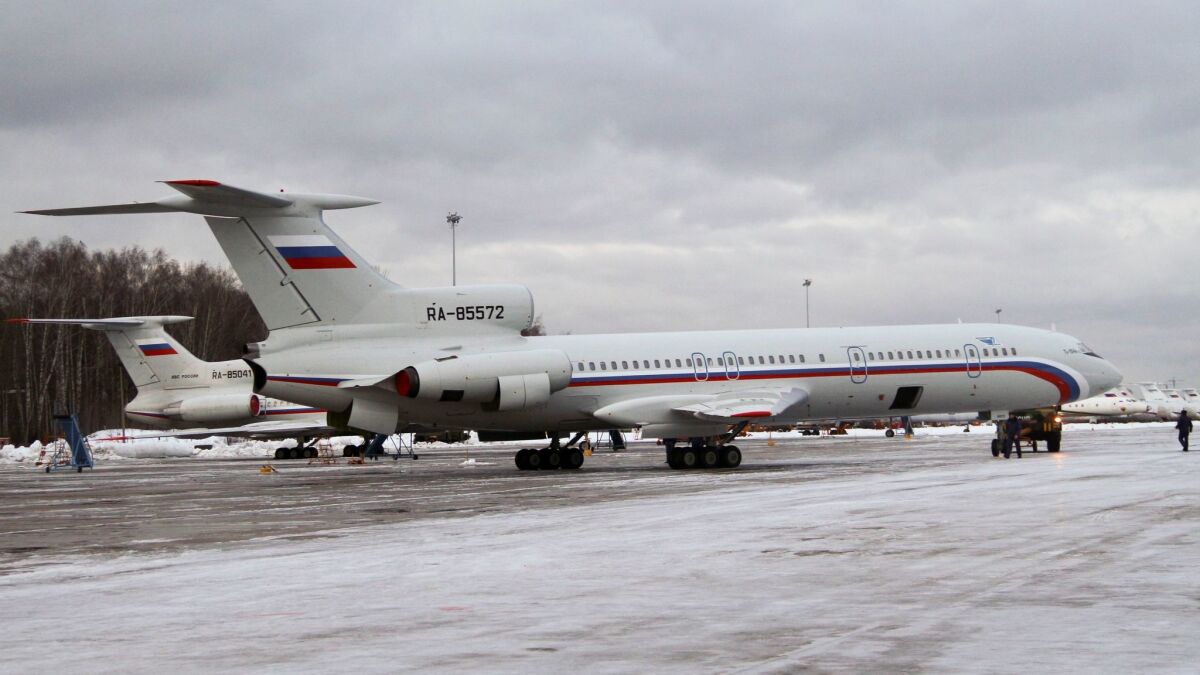 This photo taken on Jan. 15, 2015 shows a Tu-154 plane at Chkalovsky military airport near Moscow, Russia.