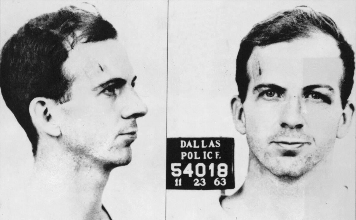 Lee Harvey Oswald, in a mug shot taken by the Dallas Police Department after his arrest in November 1963.