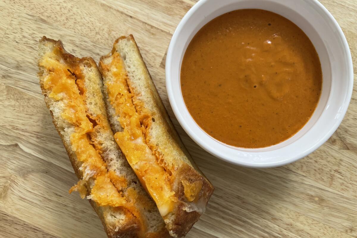 The grilled cheese and tomato soup from Hilltop Coffee + Kitchen