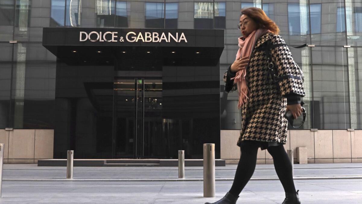 A Dolce & Gabbana retail store in Beijing. The company was faced with outrage and a boycott in China after what were seen as culturally insensitive videos promoting a Shanghai runway show.