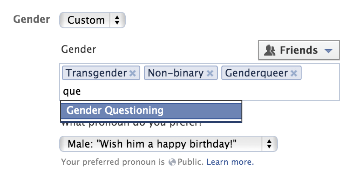 Facebook on Thursday made it possible for U.S. users to input a gender term other than male or female.