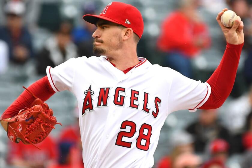 ANAHEIM, CA - MAY 26: Andrew Heaney #8 of the Los Angeles Angels of Anaheim pitches in the first inning of the game against the Texas Rangers at Angel Stadium of Anaheim on May 26, 2019 in Anaheim, California. (Photo by Jayne Kamin-Oncea/Getty Images) ** OUTS - ELSENT, FPG, CM - OUTS * NM, PH, VA if sourced by CT, LA or MoD **