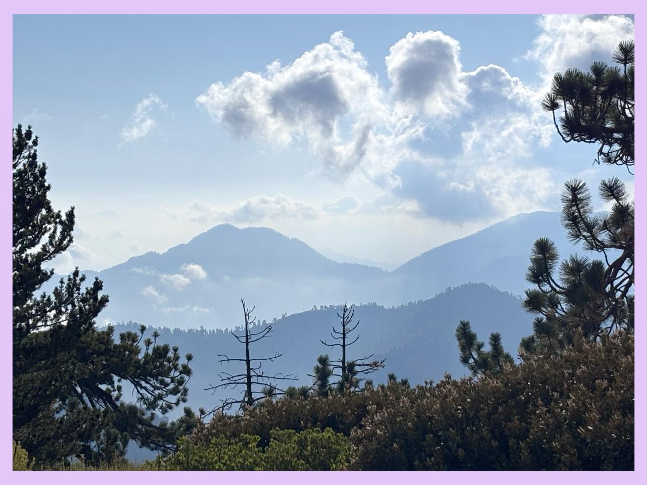 The views of layered peaks from the trail.