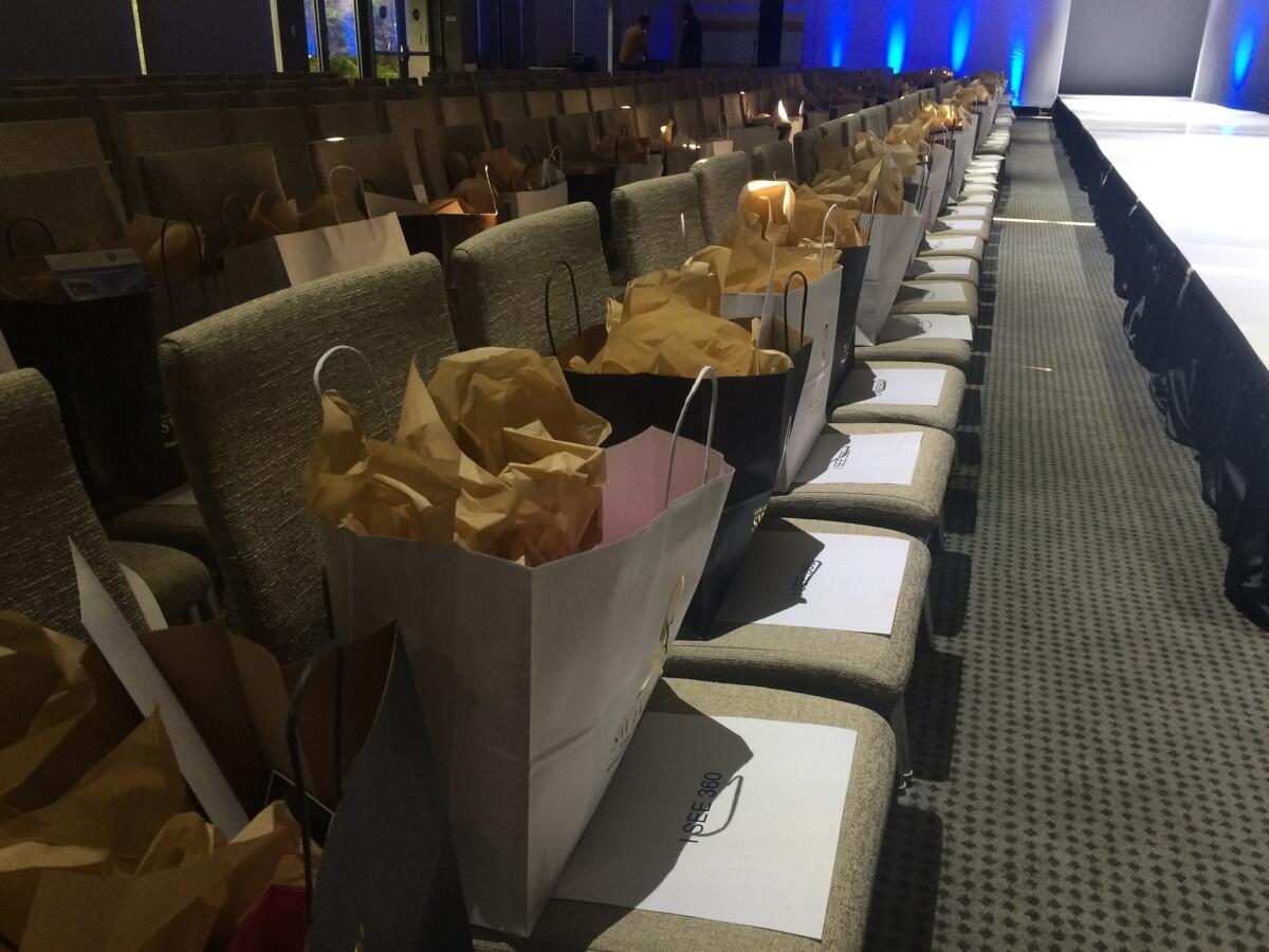 Buyers, retailers and other VIP guests received bags with items such as makeup, collagen and brush cleaners at Swim Week L.A.