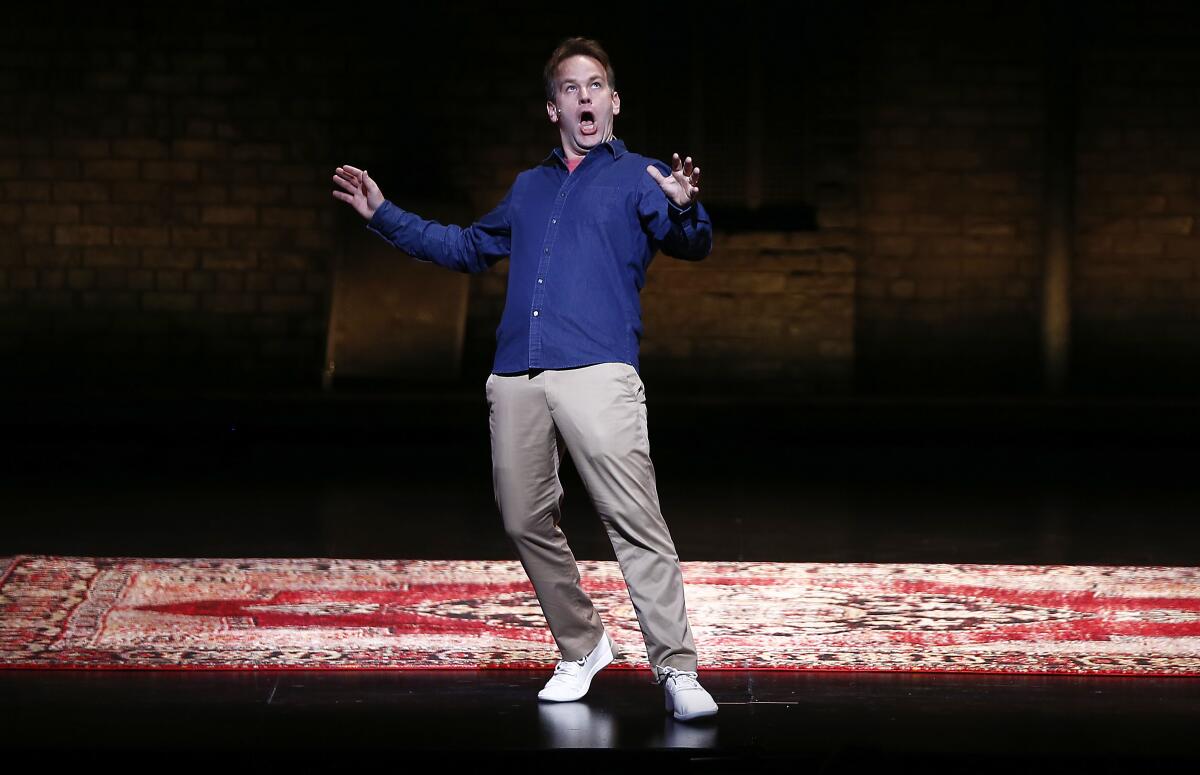 Mike Birbiglia performs "The New One" at the Ahmanson in Los Angeles.