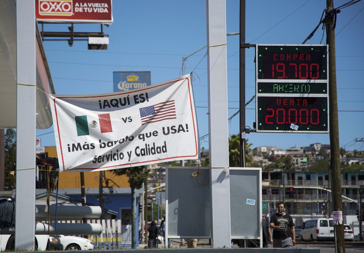 A gas station in Tijuana.