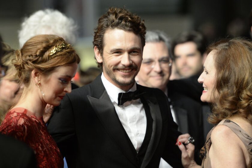 James Franco with actresses Ahna O'Reilly and Beth Grant at Cannes for a screening of "As I Lay Dying."