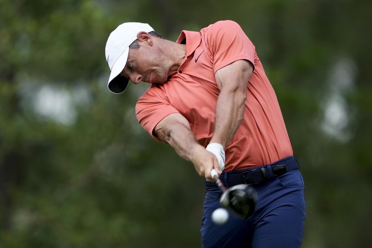 Rory McIlroy hits from the 11th tee during the first round of the U.S. Open in Pinehurst, N.C., on Thursday.