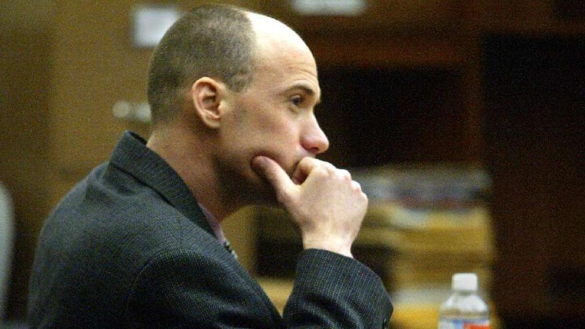 Trenton Veches, a former Newport Beach youth program supervisor, was charged with 25 felony counts of lewd acts with minors in 2003 and sentenced to two life terms. Shown here during his trial, Veches is now about to be paroled.
