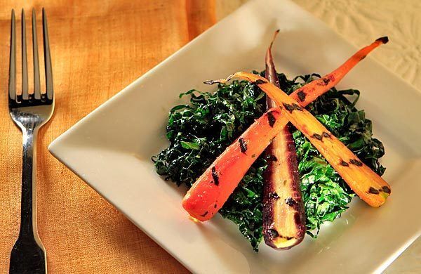 A wonderfully fresh salad with crisp, assertive notes. Recipe: Tuscan kale salad with grilled heirloom carrots