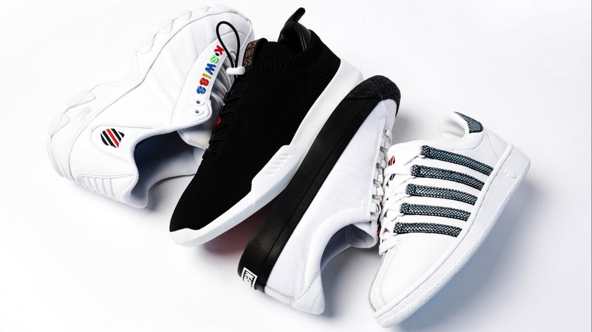 Each of the four styles of DNCE X K-Swiss sneakers.
