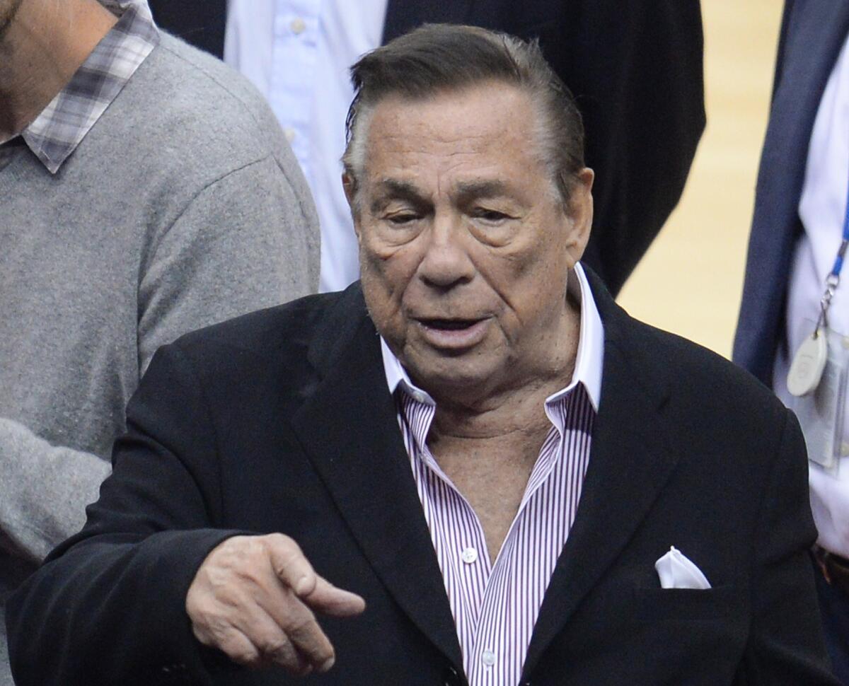 Clippers owner Donald Sterling attends the playoff game against Golden State on April 21 at Staples Center.