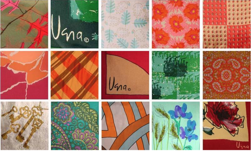 Colorful fabric swatches by Vera Neumann.