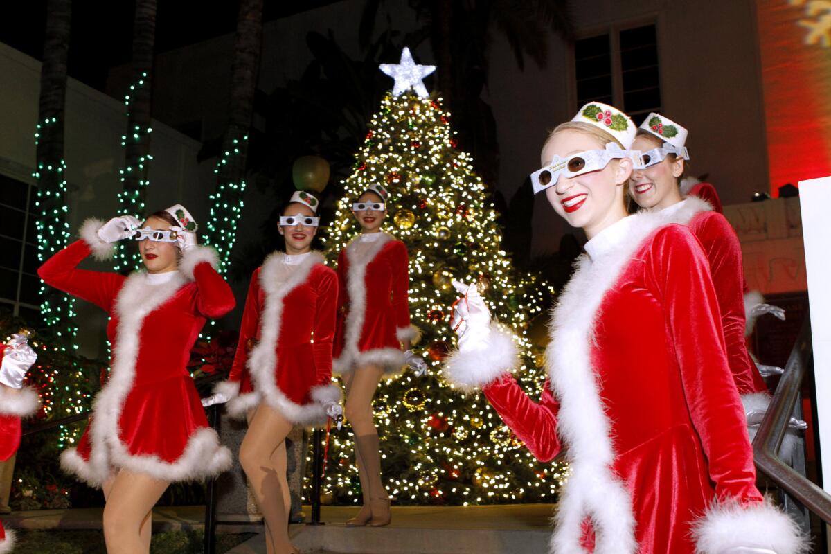 Members of the RC Kickettes welcome Santa to the 2015 annual tree lighting ceremony at Burbank City Hall. This year's ceremony will be held from 6 to 8 p.m. on Saturday, Dec. 7.
