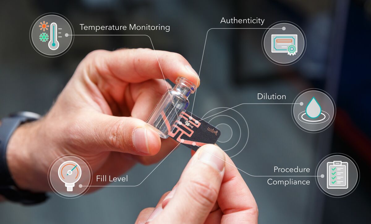 Wiliot's Bluetooth sensor tags track temperature, motion and other readings. 