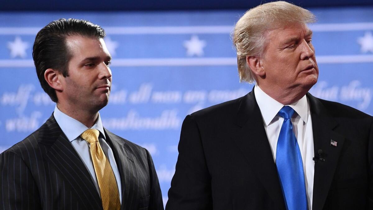 Donald Trump Jr. with then-Republican presidential nominee Donald Trump in September 2016.