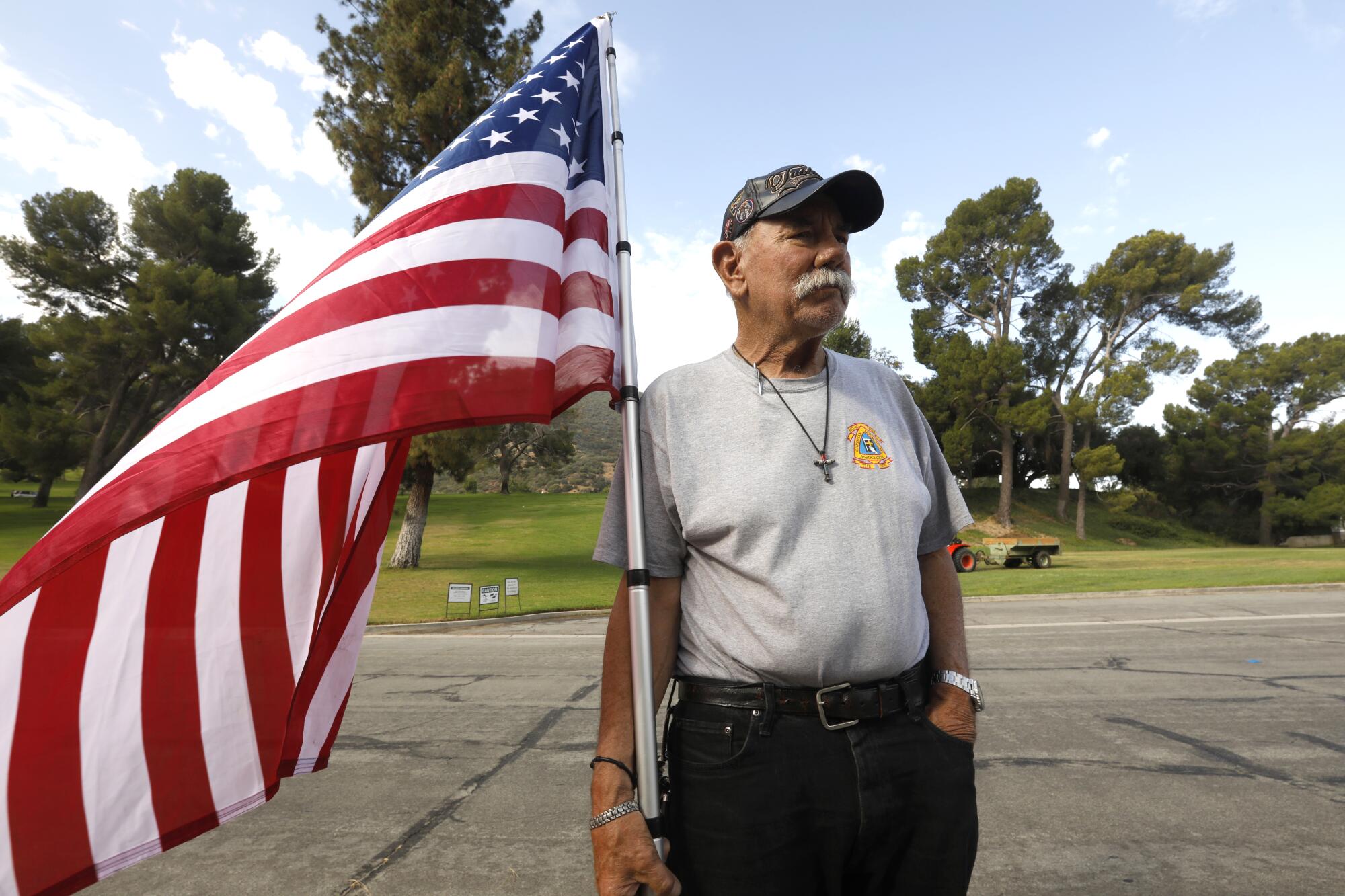 Retired LAPD Officer Ron Batesole, a member of the Patriot Guard Riders 