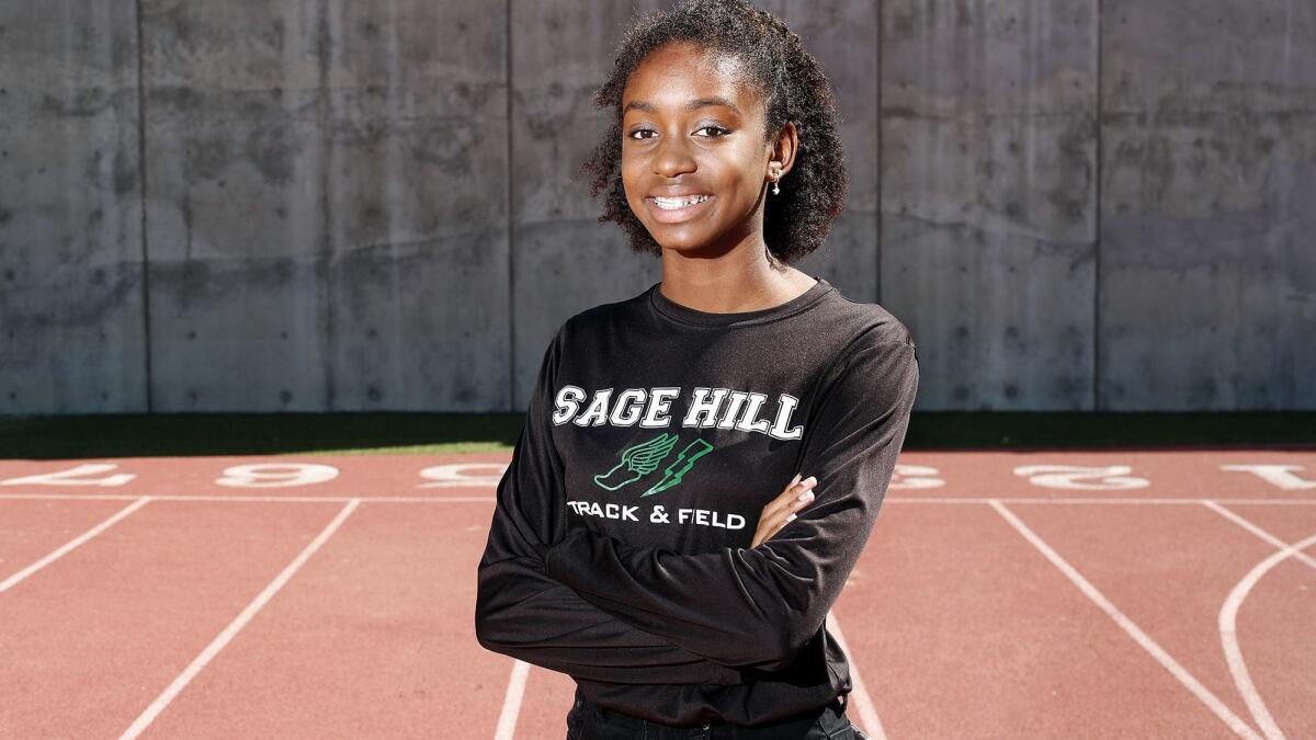 Sydney McCord won three events at the San Joaquin League finals and helped Sage Hill School claim second place as a team on April 18.