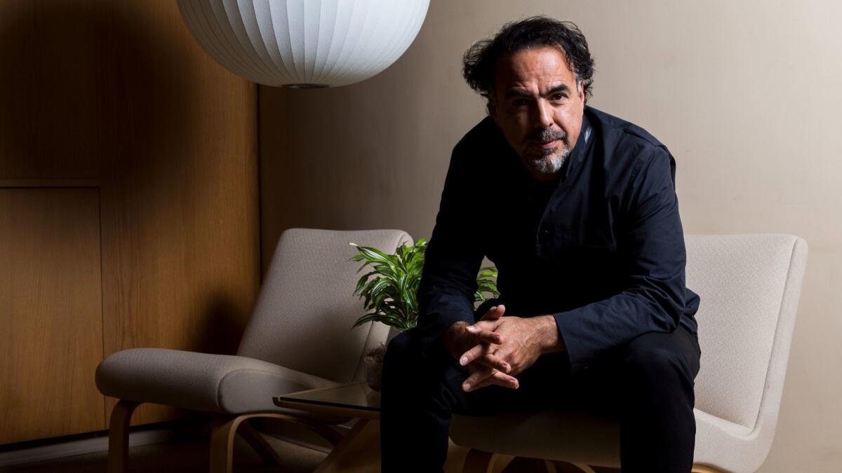 Academy Award-winning director Alejandro Iñárritu at LACMA, where "Carne y Arena" is on view.