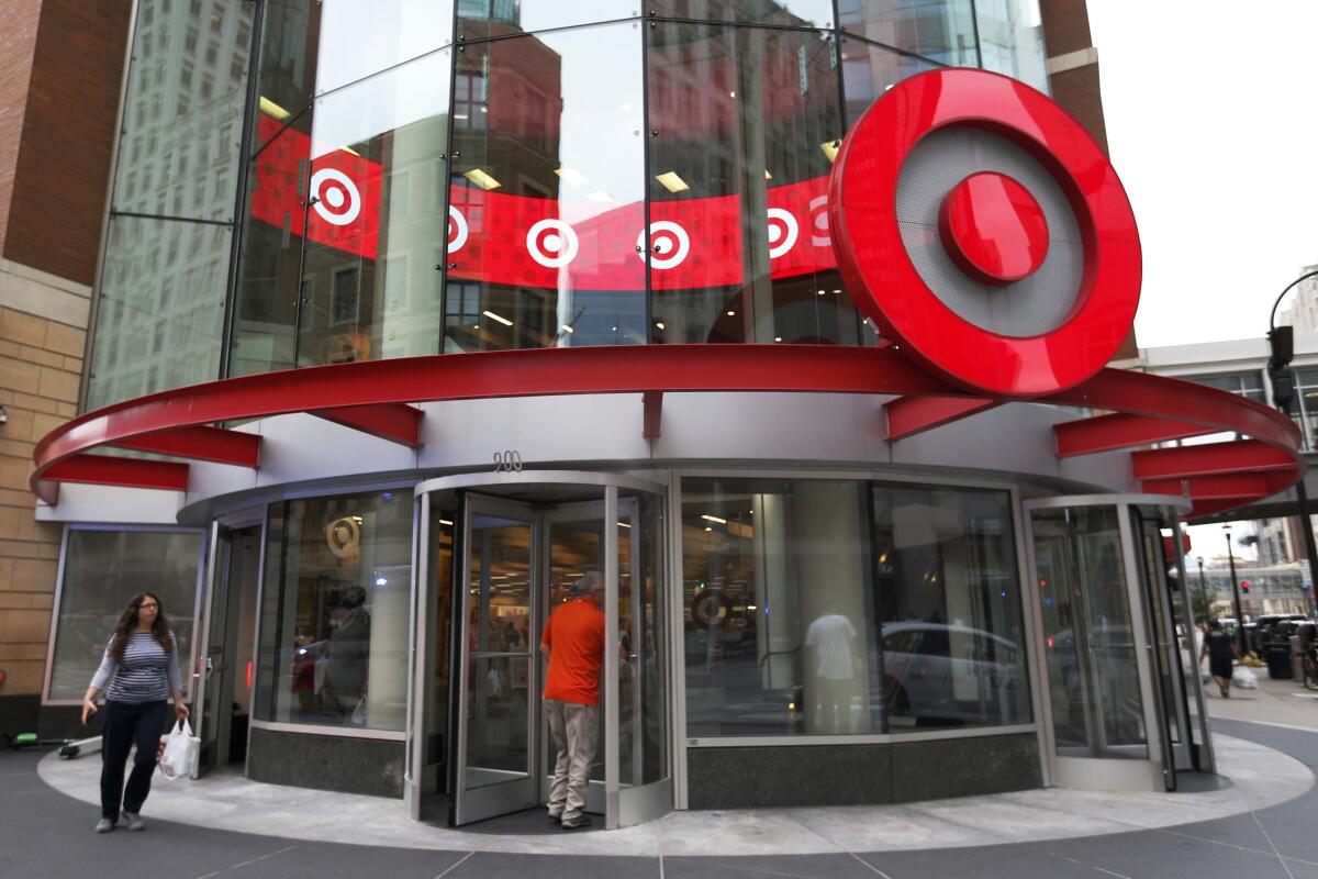 A person walking into a Target store