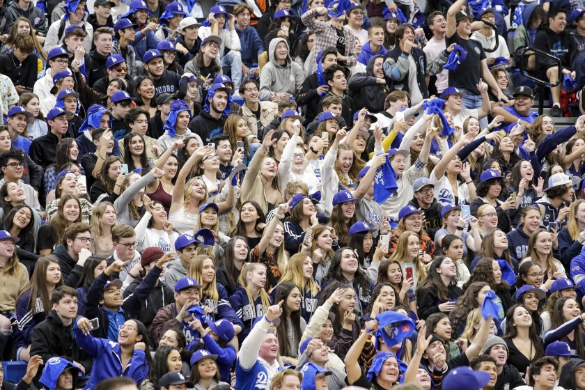 Saugus High students welcome Dodgers players to their school during a pep rally Friday.