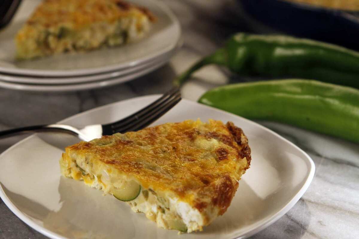 Green chile, corn and zucchini frittata.