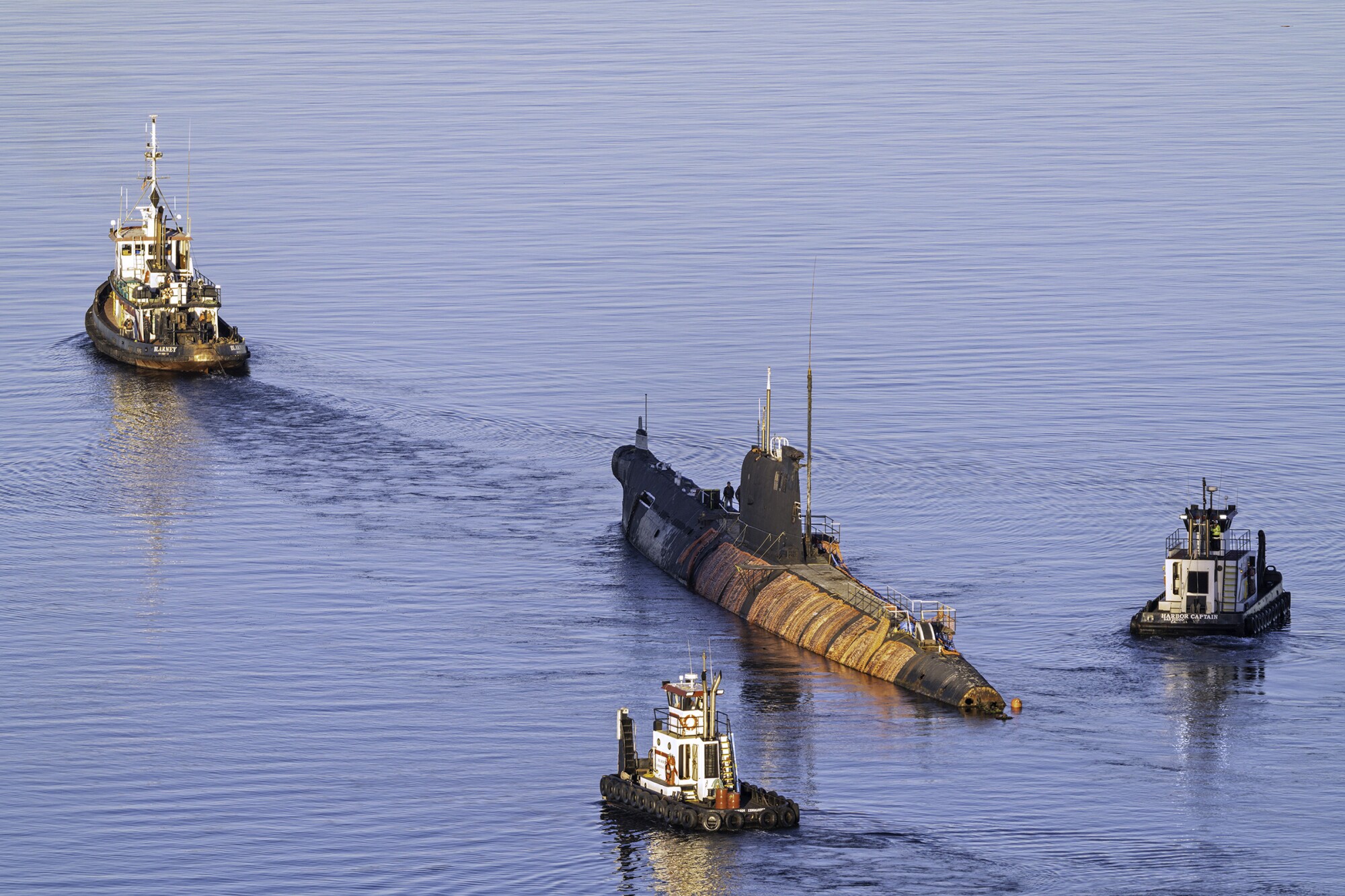 The Soviet submarine B-39 was towed out of San Diego Sunday. The Soviet submarine B-39 was towed out of San Diego Sunday.