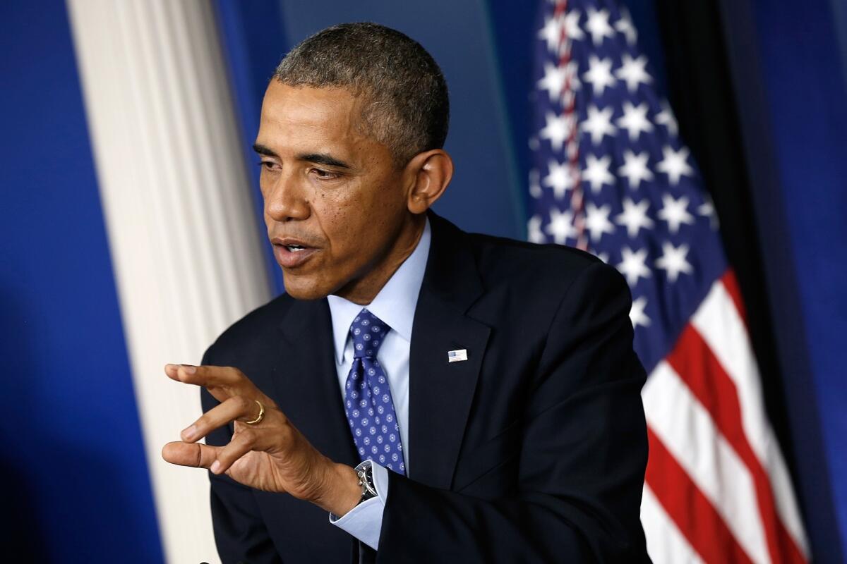 President Obama speaks about Iraq at the White House on Thursday.