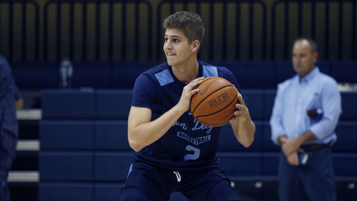 USD's Joey Calcaterra can score, but his defense must improve.