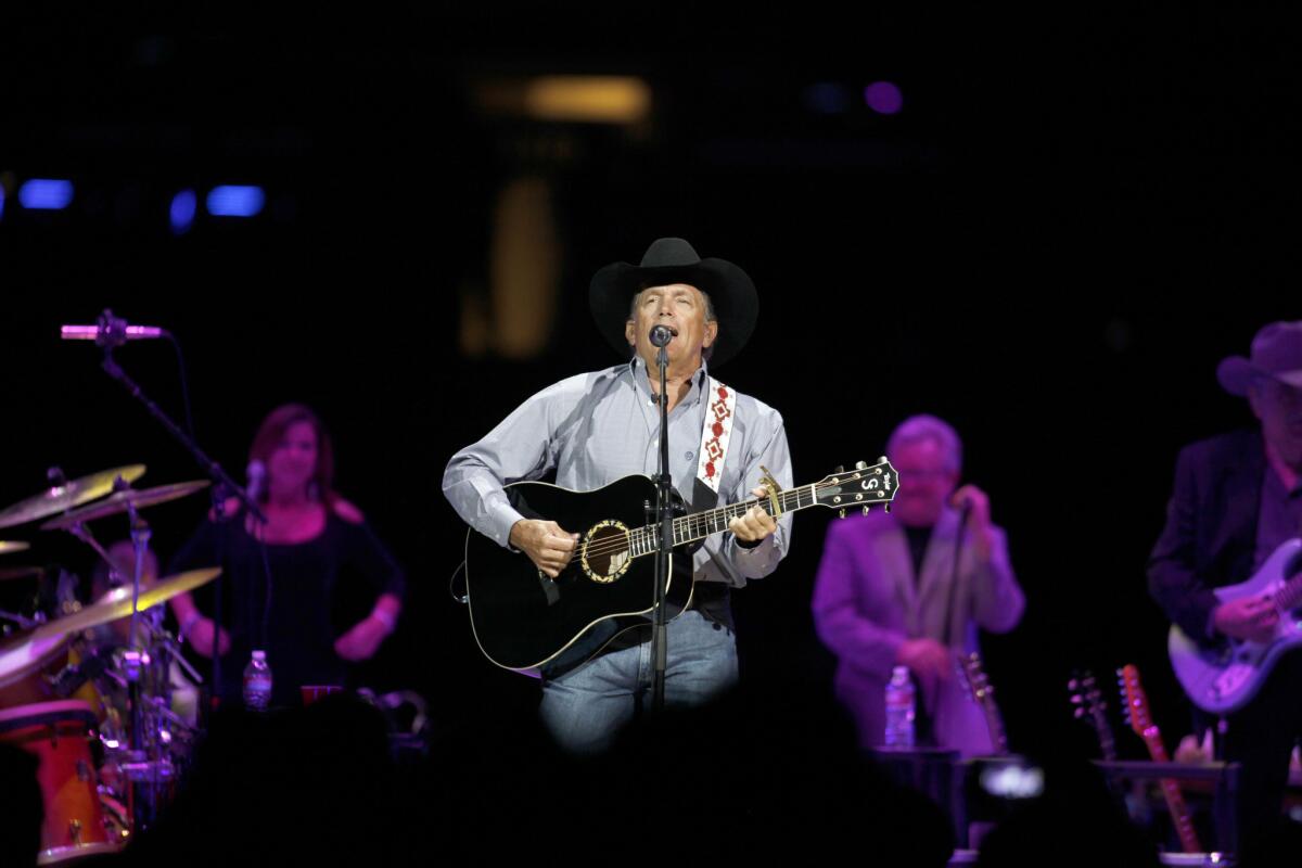 George Strait performs Saturday night at Staples Center in Los Angeles.