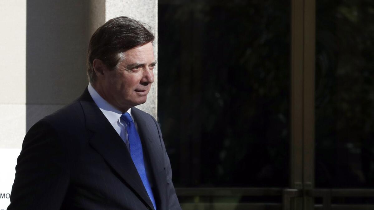 Paul Manafort leaves federal district court in Washington on Oct. 30, 2017.