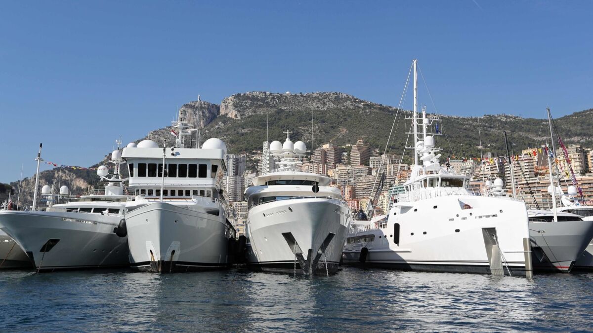 Boats docked at Port Hercules for the 2017 Monaco Yacht Show.