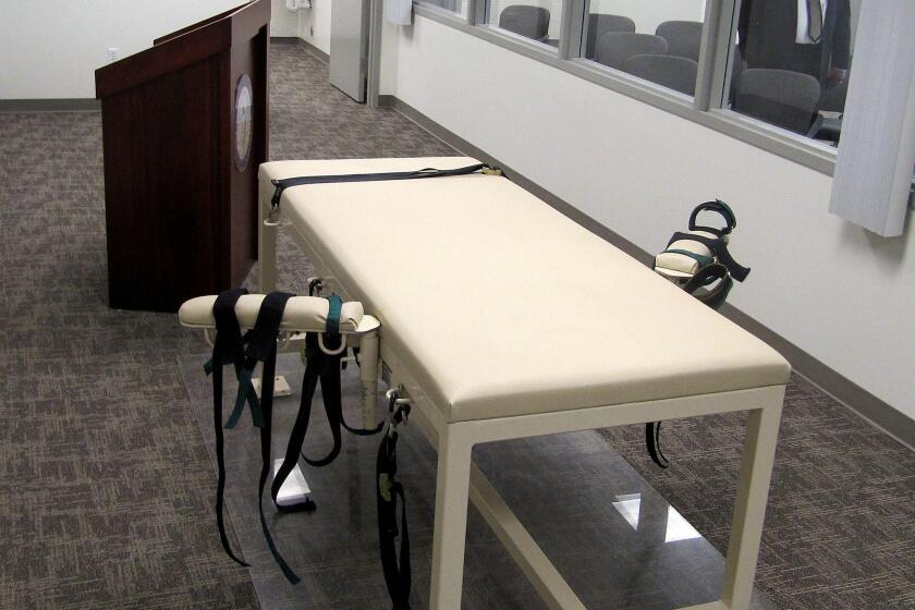 FILE - The execution chamber at the Idaho Maximum Security Institution is shown, Oct. 20, 2011, in Boise, Idaho. The Idaho Supreme Court says it will not reconsider the clemency case of a terminally ill man who is facing execution for his role in the 1985 slayings of two gold prospectors near McCall. Gerald Pizzuto's attorneys asked the high court to reconsider the case earlier this month. (AP Photo/Jessie L. Bonner, File)