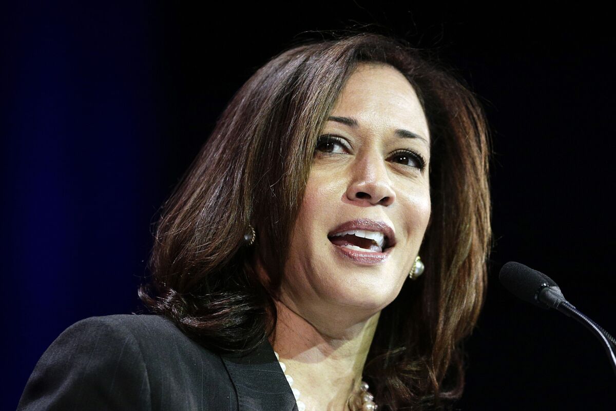 California Atty. Gen. Kamala Harris speaks during a general session of the California Democratic Party's State Convention in January.