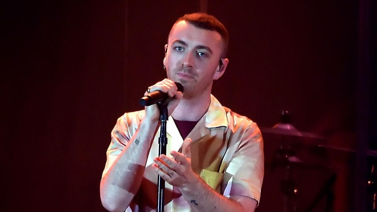Sam Smith, seen here at the Hollywood Bowl, ramps up the drama on new album "The Thrill of It All."