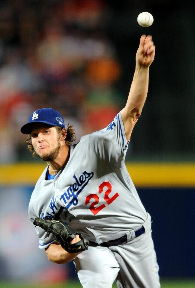 Dodgers starting pitcher Clayton Kershaw recorded 12 strikeouts in a 6-1 win over the Atlanta Braves in Game 1 of the NLDS.