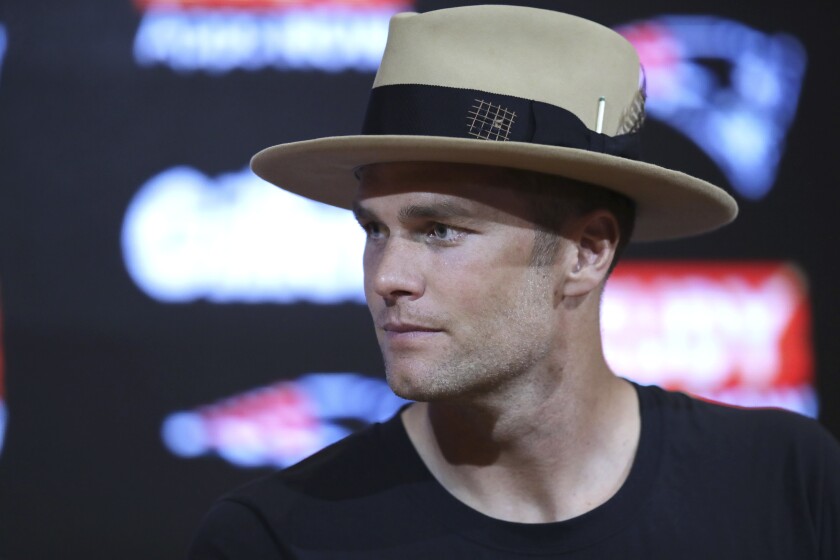 New England Patriots quarterback Tom Brady speaks to reporters following a preseason game against the Carolina Panthers on Thursday Foxborough, Mass.