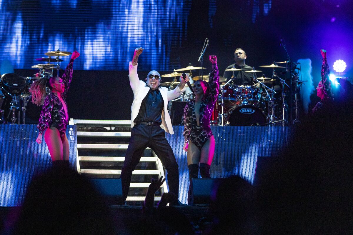 Pitbull performs to a sold-out crowd at the 2019 L.A. County Fair.
