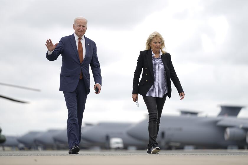 President Joe Biden and first lady Jill Biden arrive to board Air Force One at Dover Air Force Base, Del., Friday, June 4, 2021, to travel to Washington. Biden returns to the White House after spending a few days in Rehoboth Beach to celebrate first lady Jill Biden's 70th birthday. (AP Photo/Andrew Harnik)
