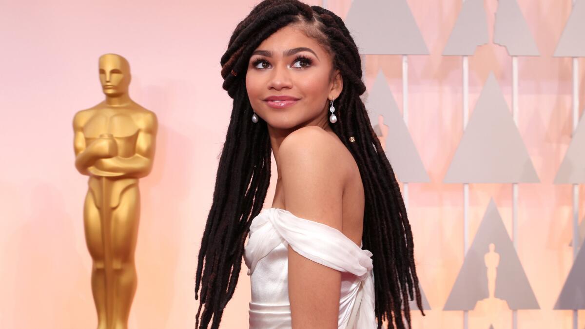 Actress Zendaya, who usually sports a pixie cut, sported dreadlocks at the Academy Awards on Sunday.