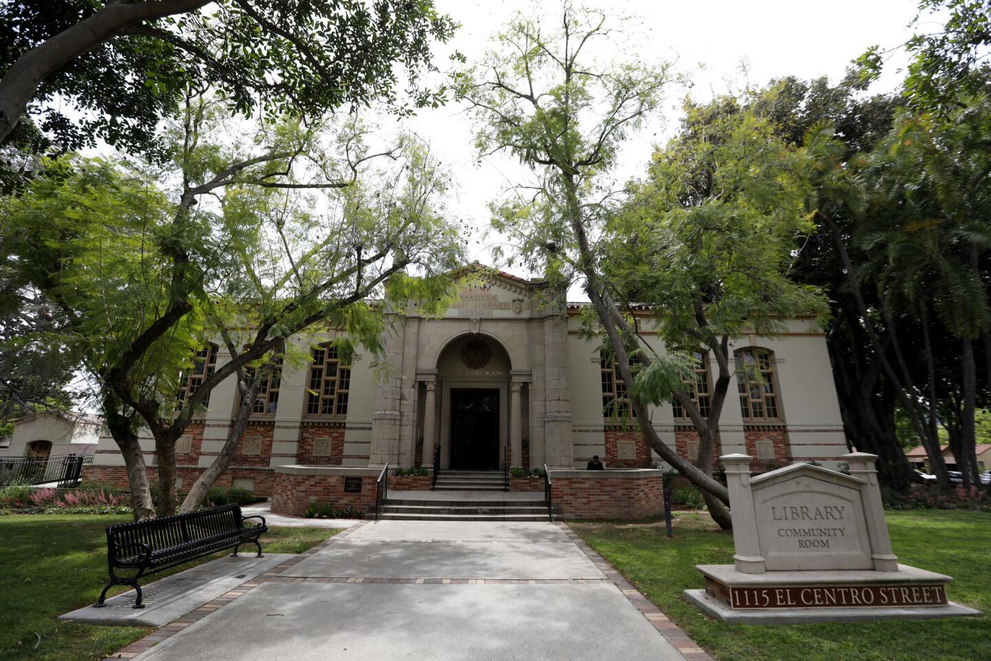 SOUTH PASADENA, CA APRIL 11, 2019: The entrance to the library community room at the South Pasadena Public Library in South Pasadena CA April 11, 2019. According to Steve Fjeldsted, South Pasadena City Librarian the South Pasadena Public Library [is] an expanded and remodeled version of the original 1908 Carnegie Library. (Francine Orr/ Los Angeles Times)