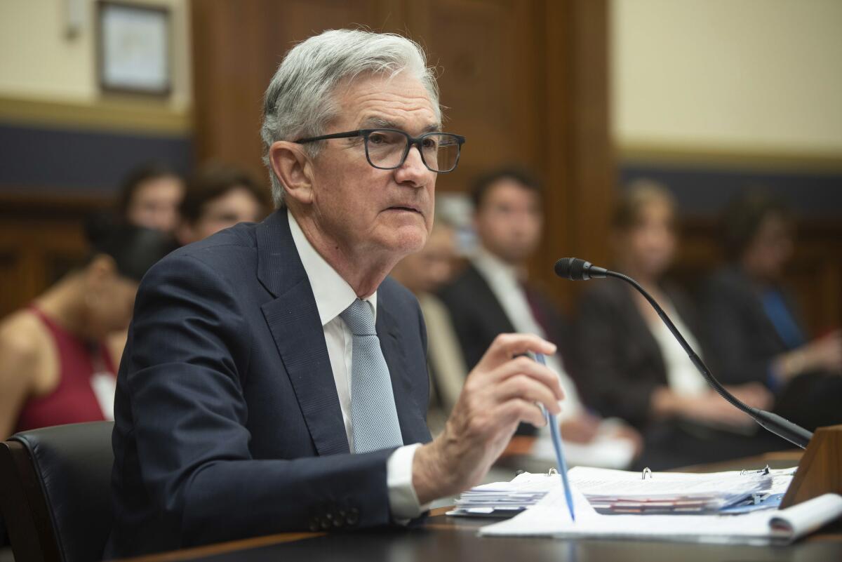 Federal Reserve Chairman Jerome Powell testifies before the House Financial Services Committee on Thursday, June 23, 2022 in Washington. (AP Photo/Kevin Wolf)